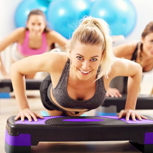 BalanceFrom 31-inch Aerobic Step Platform Trainer with 3 Adjustable Risers - color: Purple