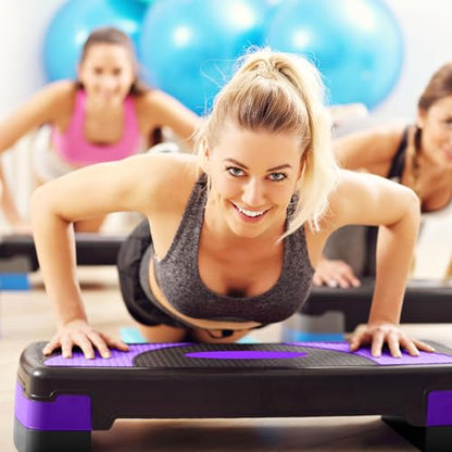 BalanceFrom 31-inch Aerobic Step Platform Trainer with 3 Adjustable Risers - color: Purple