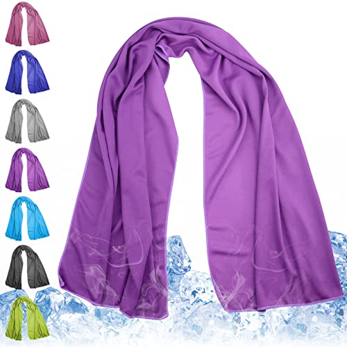 Large Cooling Towel for Neck and Face, 43.3 x 15.7 in, Purple - color: Purple