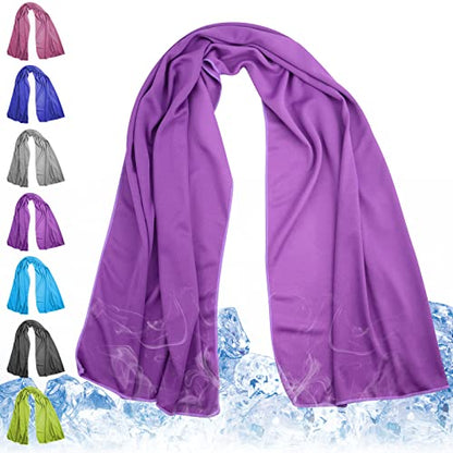 Large Cooling Towel for Neck and Face, 43.3 x 15.7 in, Purple - color: Purple