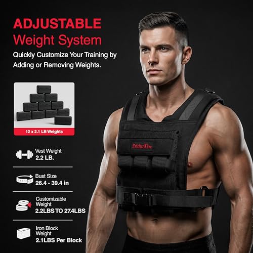 Weighted Vest for Men & Women | Adjustable Weight Vest 25 lbs/35 lbs/45 lbs with Removable Iron Weights, 1000D Cordura Weighted Training Vest for Rucking, Running & Strength Training - size: 25 lbs