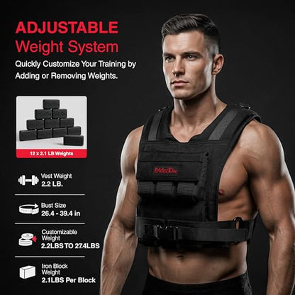 Weighted Vest for Men & Women | Adjustable Weight Vest 25 lbs/35 lbs/45 lbs with Removable Iron Weights, 1000D Cordura Weighted Training Vest for Rucking, Running & Strength Training - size: 25 lbs