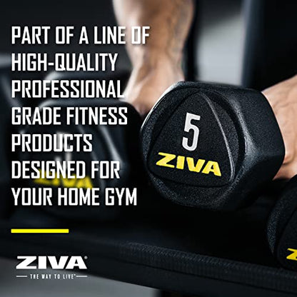 ZIVA Premium Hex Dumbbells – Commercial Grade Rubber Urethane Coated Free Weights for Strength Training, Weightlifting, Home Gym – Durable Steel Core – Sold in Pairs and Sets - style: a) 150 lb Set + Rack