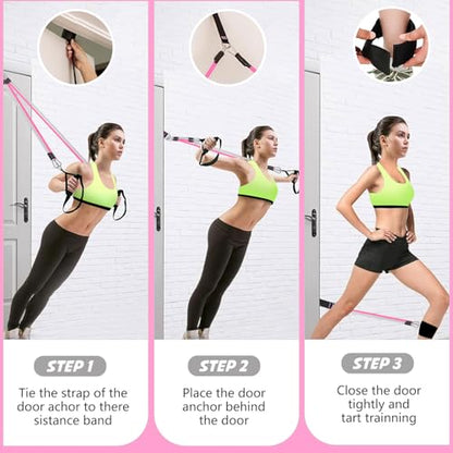 Pilates Bar Kit with Resistance Bands,Pilates Bar with Stackable Bands Workout Equipment for Legs,Hip,Waist and Arm,Exercise Fitness Equipment for Women & Men Home Gym Yoga Pilates - color: Violet