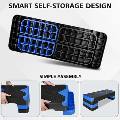 27" Exercise Workout Aerobic Step Platform Trainer, Adjustable Fitness 4-6-8in Exercise Stepper Workout with 4 Risers, Aerobics Stepper Workout Stepper for Home Gym Cardio Strength & Training