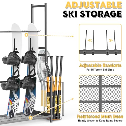 Ultrawall Sports Equipment Organizer, Golf Bag Stand w/Ski & Ball Storage - size: 97.6"