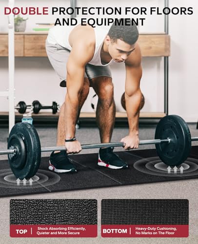 HAPBEAR Treadmill Mat, 55"x24"/68"x24"/79"x35.5" Non-Slip Foldable Exercise Equipment Mat for Walking Pad, Weight Bench, Noise Reducing Shock Absorbing Floor Protector for Home Gym, Carpet & Hardwood Floors