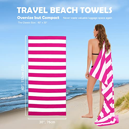 Your Choice Microfiber Beach Towel Sand-Free Quick Dry (67"x35"/60"x30") - color: O-rose Red Stripes, size: Large(60x30")