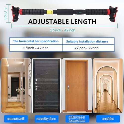 Garvee Pull Up Bar for Doorway,Adjustable Chin Up Bar for with Level Meter - color: Red 3