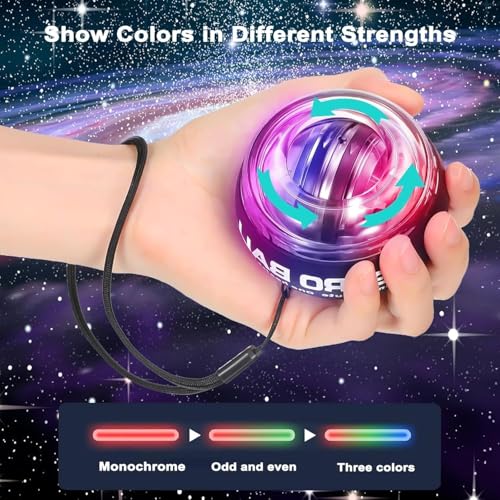 Wrist Power Gyro Ball with Counter, Curaball Torque Ball Hand Exerciser for Grip Strength Arm Trainer Chest Workout Equipment, Portable Resistance Trainer