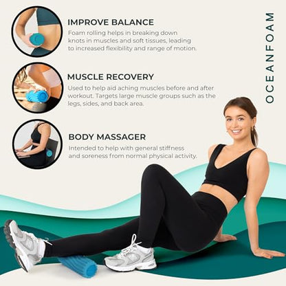 Oceanfoam Ripple Roller Small Foam Roller for Physical Therapy (Miami Blue) - color: Miami Blue