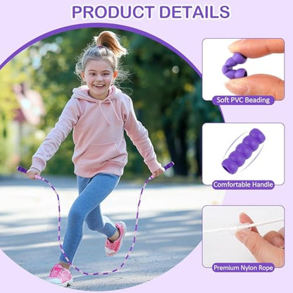 Jump Rope for Kids, Adjustable Jump Ropes for 4 5 6 7 8 10 12, Tangle Free - color: Pink and Purple