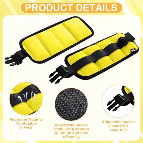 Hollowfly Water Aerobics Set, 4 Piece Pool Exercise Kit (2 Aquatic Dumbbells + 2 Ankle/wrist Weights), EVA Foam, Low-impact Workout - color: Neon Yellow, size: 1lb