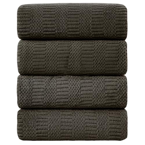 4 Pack Extra Large Microfiber Bath Towels Set,35x70 inches,600GSM,Less Lint Highly Absorbent Super Soft & Quick Dry,Oversized Bath Towels,Perfect for Bathroom Gym Pool,Brown - color: Geometric Brown, size: 4 Piece Bath Towel