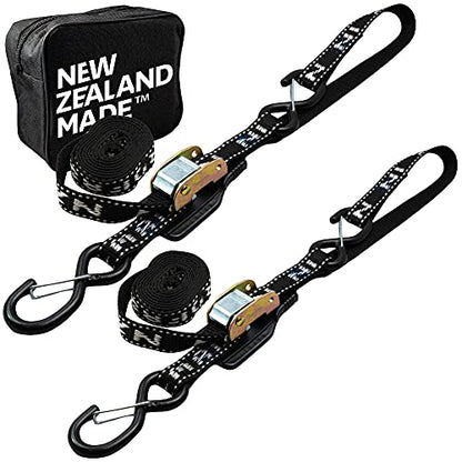 Heavy Duty Motorcycle Tie Down Straps - 1" x 8' Cam Buckle Straps with Soft Loops & Safety Hooks - Secures Motorbikes, Dirtbikes, ATV, UTV - 2 Pack
