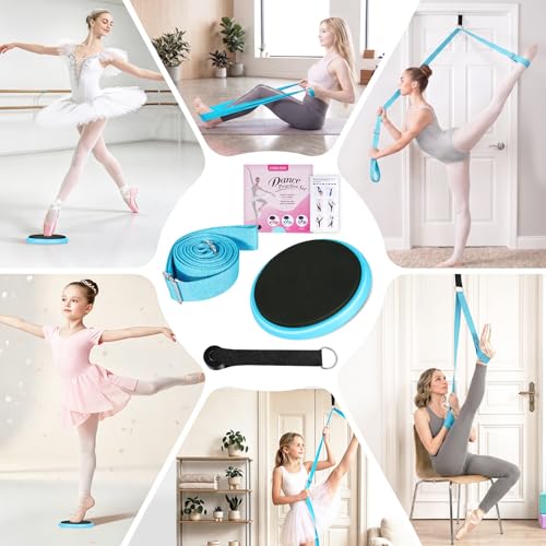 Ballet Practice Kit - Turning Board, Stretching Strap & Resistance Band to Improve Turns, Balance, Spinning for Dance