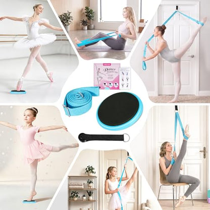 Ballet Practice Kit - Turning Board, Stretching Strap & Resistance Band to Improve Turns, Balance, Spinning for Dance