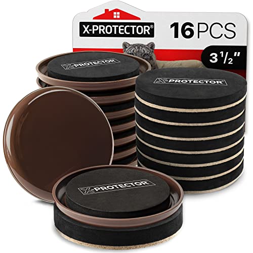 Furniture Sliders X-PROTECTOR 16 PCS – Furniture Sliders Hardwood Floors & Felt Furniture Movers – Moving Pads All Floor Types! Heavy Duty Reusable Sliders for Moving Furniture Easily & Safely! - size: 16 PCS 3 1/2 inch (Set For Any Surface)