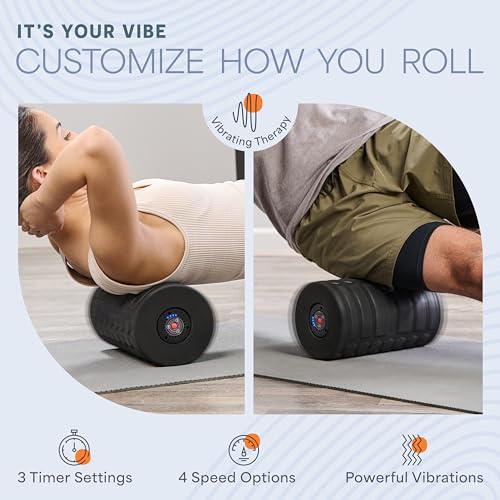 LifePro Surger Vibrating Foam Roller — Electric 4-Speed Deep Tissue Massager with Built-in Timer — Full Body Massage and Comfort for Back, Legs or Lats - size: Large