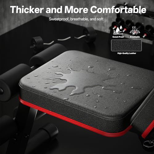 PASYOU Adjustable Weight Bench, Foldable, Incline Decline Flat, Bench Press with 660LBS, 95% Pre-Assembled, Compact Workout Bench Full Body Strength Training Bench for Home Gym, Wider Seat