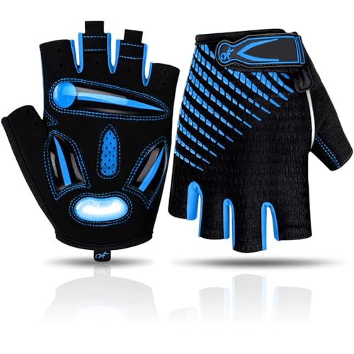 Bike Cycling Gloves for Men Women,Non-Slip Breathable 5MM Gel Pads DH Mountain Road Bicycle Gloves for MTB Biking Cycling,Workout Sports - color: Blue, size: Medium