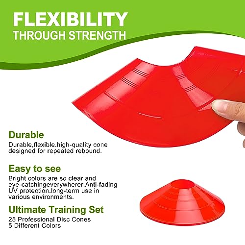 Ashsajkd(Set of 25/50/100 - Agility Soccer Cones with Carry Bag and for ， Football Cones for TrainingFootball, Basketball, Coaching, Agility Cones for Indoor and Outdoor Games