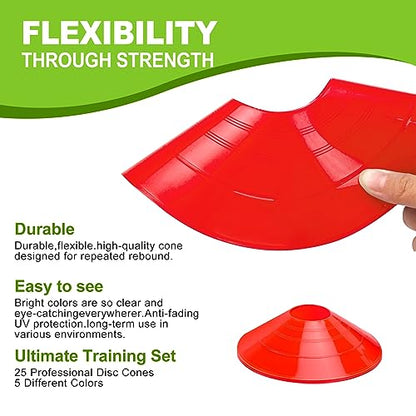Ashsajkd(Set of 25/50/100 - Agility Soccer Cones with Carry Bag and for ， Football Cones for TrainingFootball, Basketball, Coaching, Agility Cones for Indoor and Outdoor Games