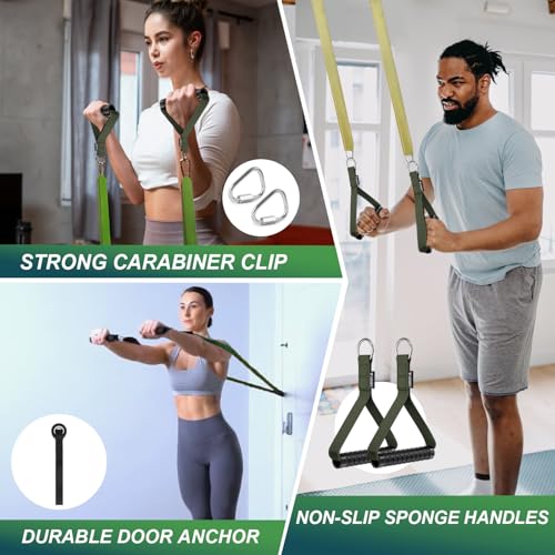 Pull Up Assistance Bands,5-125LB Resistance Bands with Grip、Door Anchor、Gym Bag - Exercise Bands for Full-Body Training, Fitness, Physical Therapy -USA Original Patent - style: 5-125LBS GREEN WITH HANDLE