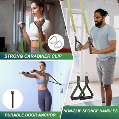 Pull Up Assistance Bands,5-125LB Resistance Bands with Grip、Door Anchor、Gym Bag - Exercise Bands for Full-Body Training, Fitness, Physical Therapy -USA Original Patent - style: 5-125LBS GREEN WITH HANDLE