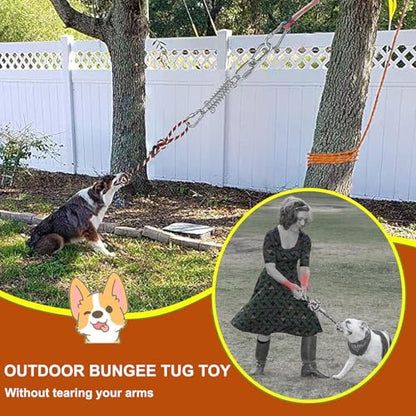 HOPET Dog Rope Toys,Dog Outdoor Bungee Solo Hanging Toy,Tether Tug of War Dog Toys for Pitbull Small Large Aggressive Chewers Dogs to Exercise - color: Orange