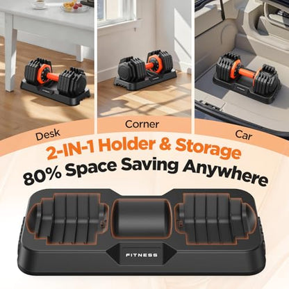 FEIERDUN Adjustable Dumbbell Set, Weight Set for Home Gym, 5/10-in-1 Free Weight Adjustable Dumbbells, Single Hand Twist Adjust with Non-Slip Handles, 90% Space Saving Strength Training for both Men&Women - color: 10 Weight Settings - 55 LB/Pair (110 LB T