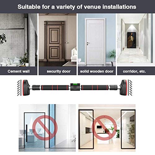 Doorway Pull Up Bar, No Screws Installation Chin Up Bar Adjustable Width with Level Tester Anti-Slip Mat and Safety Lock, Upper Body Workout Muscle Building Strength Training, Up 250Kg - size: 76~100cm