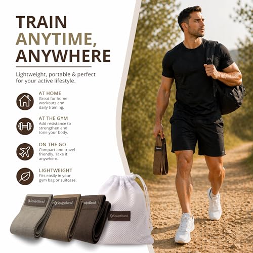 Booty Bands Set of 3 – Fabric Resistance Bands for Women & Men, Non-Slip Exercise Bands for Glutes, Legs & Home Workouts, Hip Workout Bands for Strength Training