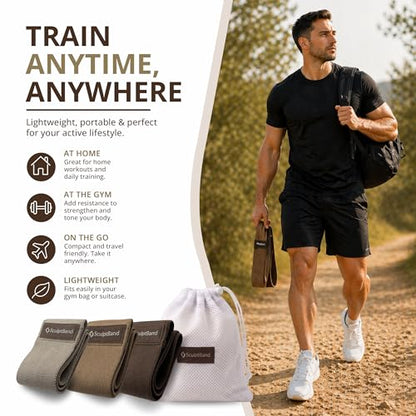 Booty Bands Set of 3 – Fabric Resistance Bands for Women & Men, Non-Slip Exercise Bands for Glutes, Legs & Home Workouts, Hip Workout Bands for Strength Training