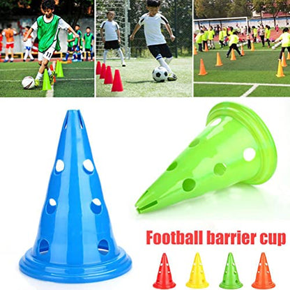 Football Training Cones, 5 Pieces Bright PE Agility Cones with Holes for Football Practice Obstacle Course Indoor Outdoor Speed Training Red Yellow Blue Green Orange