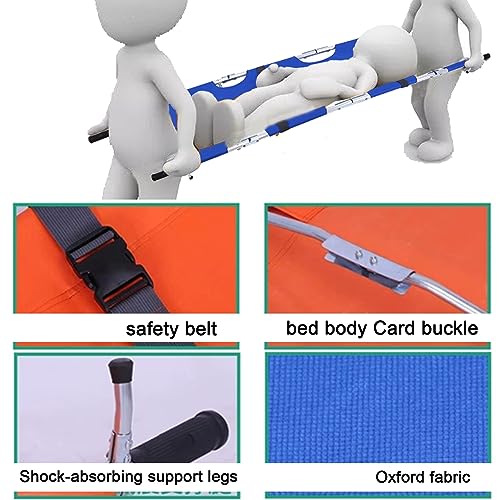 Portable Aluminum Stretcher, Ox Cloth Folding Spine Board, Emerncy Basket, Lightweight Stretcher for Outdoor First Aid, Blue 200x53cm - color: Blue