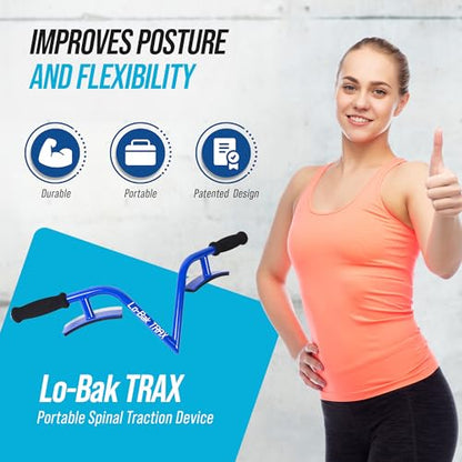 Lo-Bak TRAX Lumbar Spine Stretcher - Upper & Lower Back Stretcher Pain Relief – Portable Spine Decompressor & Back Cracking Device for Herniated Discs, Sciatica, Scoliosis - Blue - color: Blue
