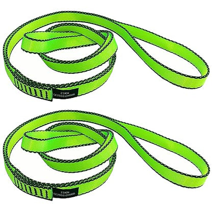 18MM Nylon Climbing Slings Runners 23 kN Strong Webbing Straps for Rock Climbing, Rappelling, Swing, Yoga Hammock etc - color: 2PCS Green, size: 24inch/60cm