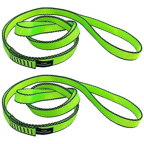 18MM Nylon Climbing Slings Runners 23 kN Strong Webbing Straps for Rock Climbing, Rappelling, Swing, Yoga Hammock etc - color: 2PCS Green, size: 24inch/60cm