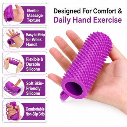 Hand Exercise Grip Ball for Grip Strength Training, 4-Finger Squeeze Ball, Textured Silicone Finger Exerciser for Stroke Hand Exercise, Arthritis and Carpal Tunnel Routines and Stress Relief