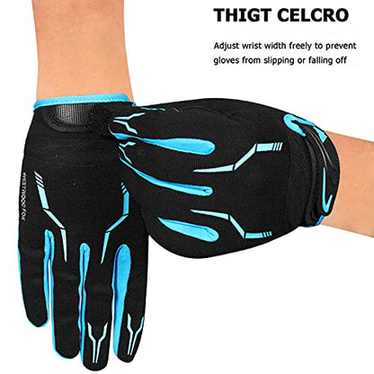 WESTWOOD FOX Cycling Gloves for Men - Full Finger BMX & Mountain Bike Gloves with Touchscreen, MTB, Padded Anti-Slip Grips for Men, Women & Wheelchairs