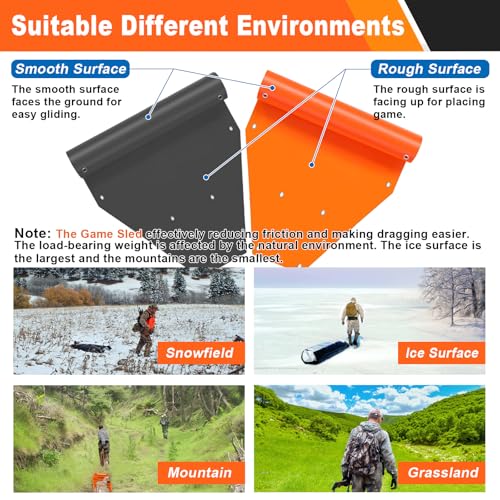Heavy Duty Drag Sled Mat-Thickened Tear-Resistant HDPE with Pull Cables, Portable Yard, Hunting & Construction Hauler - style: 73"x22.8" Deer Drag Sleds to 800 lbs