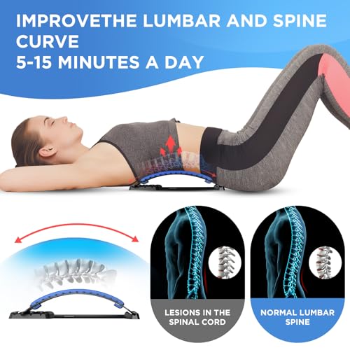 Back Stretcher for Lower Back Pain Relief, 4 Level Adjustable Lumbar Back Cracker Board, Back Cracking Device, Back Massager for Scoliosis, Spine Decompression and Lumbar Decompression(Black)