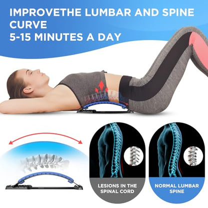 Back Stretcher for Lower Back Pain Relief, 4 Level Adjustable Lumbar Back Cracker Board, Back Cracking Device, Back Massager for Scoliosis, Spine Decompression and Lumbar Decompression(Black)