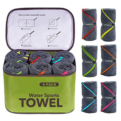 4Monster 4-Pack Quick Dry Microfiber Travel Towels – Super Absorbent, Ultra-Soft Camping Towel Set with Water-Resistant Bag, Lightweight & Compact for RV, Gym, Beach, Pool, Swimming, and Family Trips - color: 6-army Green
