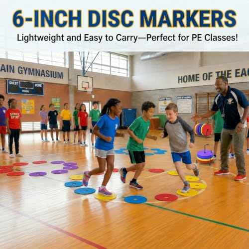 Japard Flat Cones, 48 Pcs 6 Inch Spot Markers, Flat Soccer Cones for Training, Field Court Markers, Soccer Disc, Practice Cones, Training Equipment, Agility Practice, Football