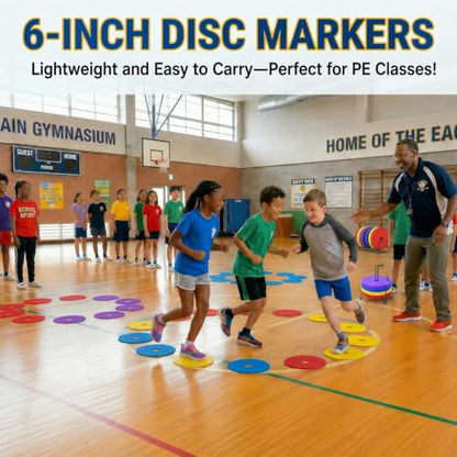 Japard Flat Cones, 48 Pcs 6 Inch Spot Markers, Flat Soccer Cones for Training, Field Court Markers, Soccer Disc, Practice Cones, Training Equipment, Agility Practice, Football