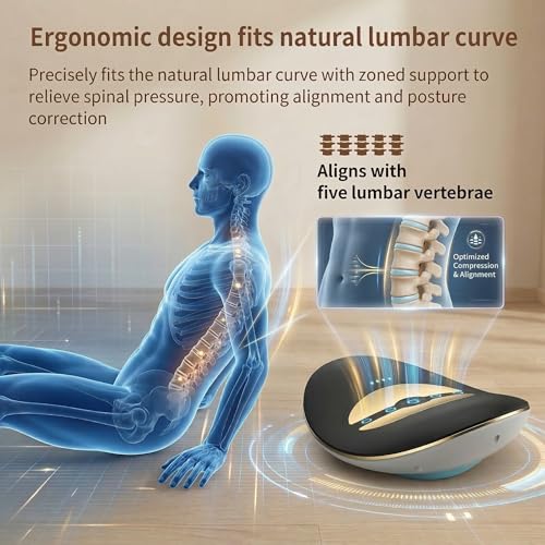 Electric Lumbar Traction Device,Lower Back Massager,Back Traction Device with Adjustable Airbags for Lumbar Pain Relief,Dynamic Traction,3-Level Vibration & 113–131℉ Heat