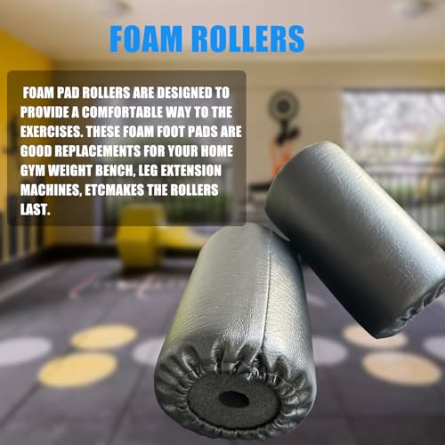 High Density Foam Roller, Replacement Foam Foot Pads for Home Gym Exercise Machines Equipments, Weight Bench Leg Extension Curl Attachment (Leather 7‘’) - color: Leather 7‘’