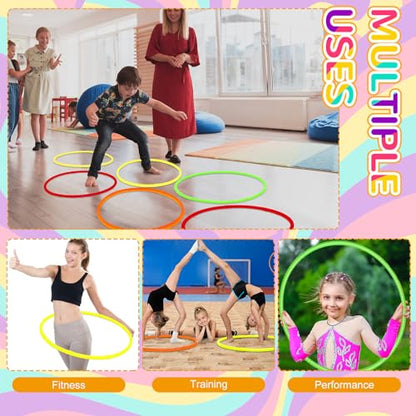 Syhood 12 Pcs Hoops for Kids Plastic, Green, Pink, Yellow, Orange - color: Green, Pink, Yellow, Orange